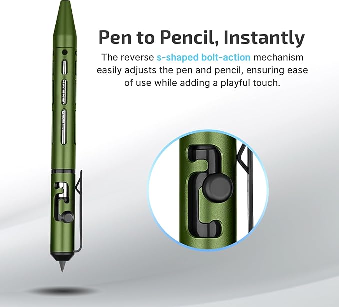 OLIGHT O'Pen Mini 2 Ballpoint Pen and Pencil in One, Replaceable EDC Refill and Pencil Tip, Smooth Writing, for Office, Working, Writing (OD Green)