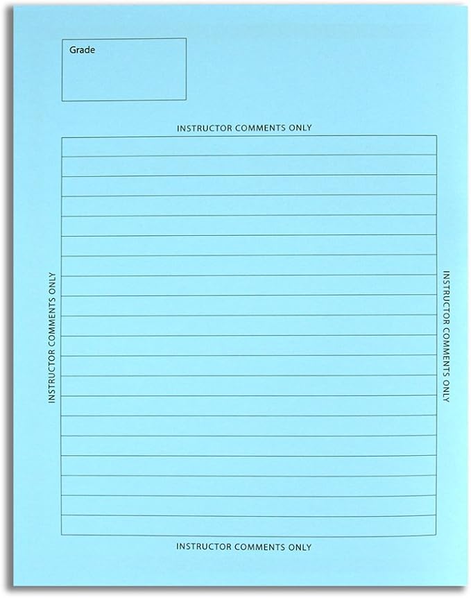 BookFactory Exam Blue Book Blue Exam Booklet Test (100 Pack) (Ruled Format - 8.5" x 11" - 16 Numbered Pages) Saddle Stitched (LAB-016-7RSS (Exam Book) 100 Pack)