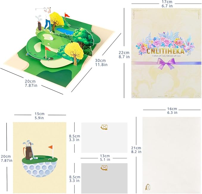Golf Pop Up Greeting Card, Multi-Occasion: Father's Day, Birthday, Anniversary, Retirement