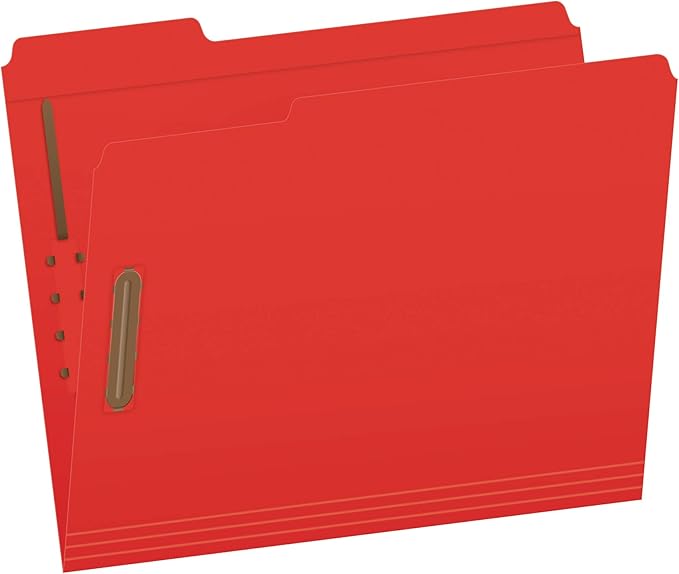Pendaflex Fastener Folders, Letter Size, Red, 50 per Box, with 2 Fasteners and 1/3 Cut Tabs in Left, Right, Center Positions