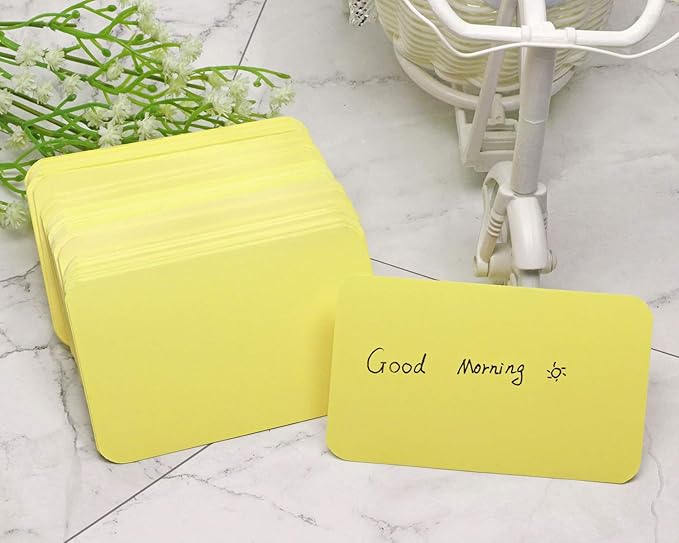 Penta Angel 100 Pcs Mini Paper Blank Gift Notes Cards DIY Craft Small Word Business Message Cards (Light Yellow)