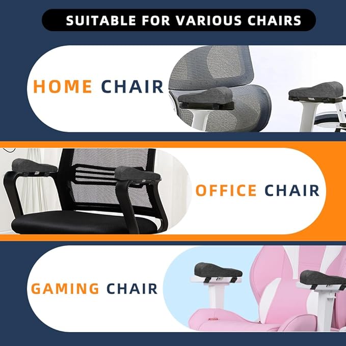 Office Chair Arm Covers Gaming Chair Arm Rest Covers for Elbows and Forearms Pressure Relief(Set of 2)