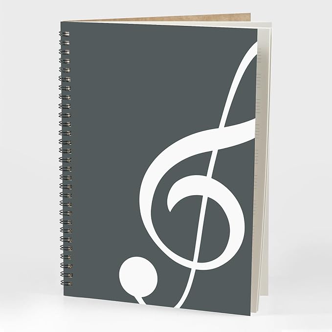 MAXCURY Blank Sheet Music Composition Manuscript Staff Paper Art Music Notebook Black 100 Pages 26x19cm (Grey Green/White)