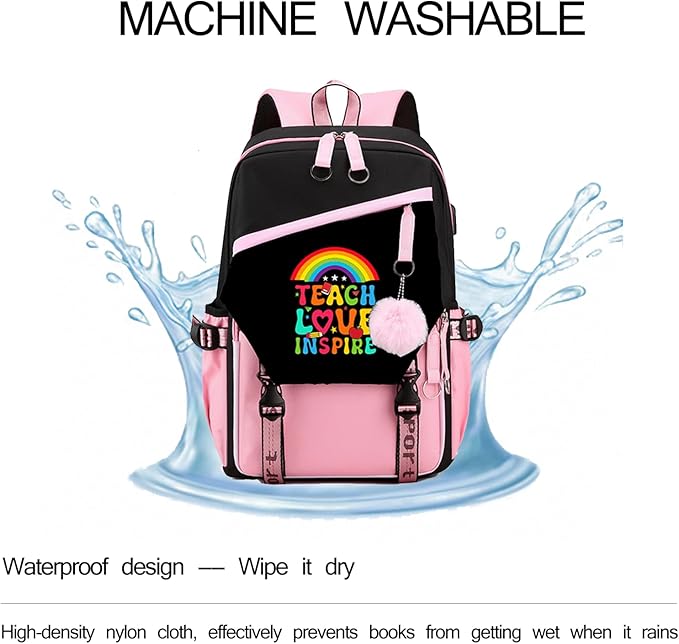 Teacher Backpack for Women, 16.5 Inch Laptop Backpack With USB Charging Port Large Capacity Travel Backpack,Waterproof Carry on Work Bags,Pink