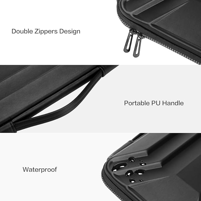 MOSISO 13-13.3 inch Laptop Sleeve with Handle, Waterproof Shockproof Protective Symmetrical Trapezoid EVA Computer Bag Carrying Case Compatible with MacBook Air/Pro 13.3, Dell XPS 13, Black