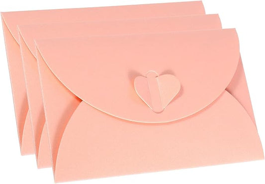 PATIKIL Gift Card Envelopes, 12 Pack Heart Shaped Clasp Small Gift Cards Holder Mini Envelope for Birthdays Weddings, Pink