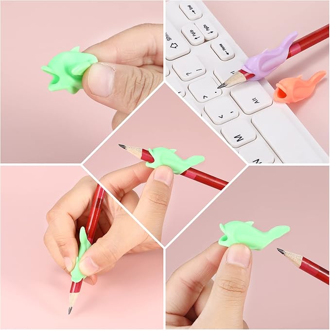 Nezyo 60 Pieces Silicone Ideal Pencil Holders Assorted Writing Aid Grips Children Training for Kids Handwriting Toddlers Posture Correction Tools Writing Tools