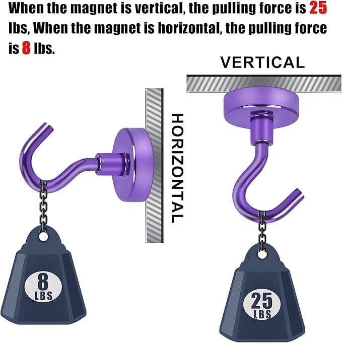 DIYMAG Magnetic Hooks, 30Lbs Strong Heavy Duty Cruise Magnet S-Hooks for Classroom, Fridge, Hanging, Cabins, Grill, Kitchen, Garage, Workplace and Office etc, (20 Pack-Purple)