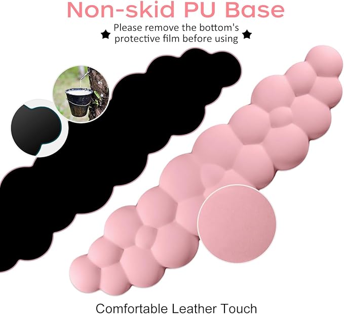 JIKIOU Upgrade Leather Cloud Keyboard Wrist Rest, Cloud Wrist Rest with Non-Slip PU Base, Comfortable Memory Foam Wrist Rest for Computer Laptop Mac Gaming Office and Pain Relief Wish Christmas Gift