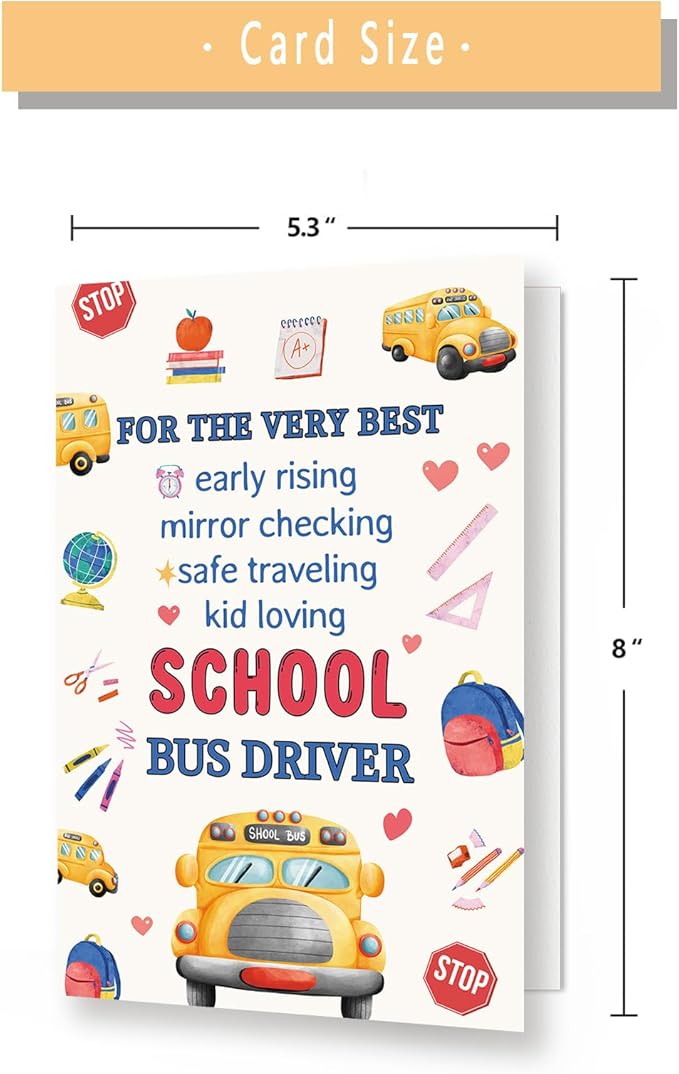 Funny School Bus Driver Appreciation Gifts, Cute School Bus Driver Retirement/End of School Year Gift Card for Him Her