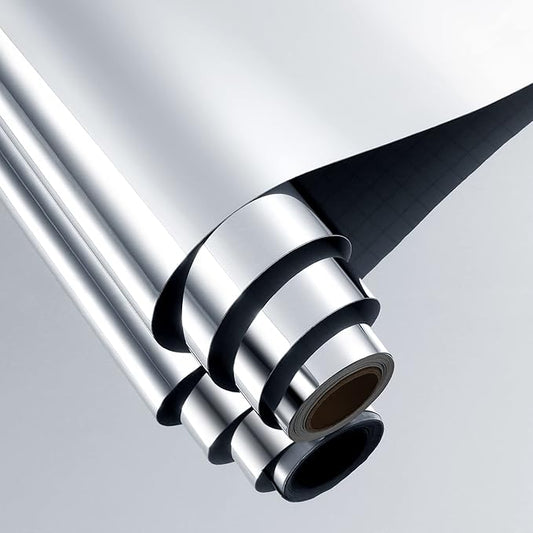 FunStick 12"x472" Mirror Stickers Wall Mirror Tiles Self Adhesive Flexible Mirror Sheets Large Non-Glass Mirror Wall Stickers Peel and Stick Mirror Wall Paper Roll for Crafts Fun House Home Wall Decor