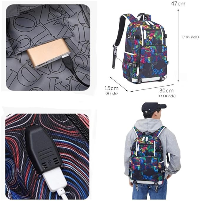 Soccer Superstar M-essi-10 Multifunctional Laptop Backpack Teenage Travel Backpack Fans Schoolbag (B)