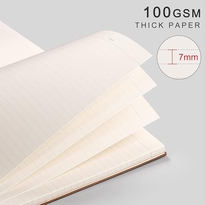 AHGXG A4 Notebooks College Ruled - 320 Pages Large Notebooks for Work, 8.5''×11'', 100gsm Thick Paper, Leather Softcover Thick Journal for Women Writing - LightGreen