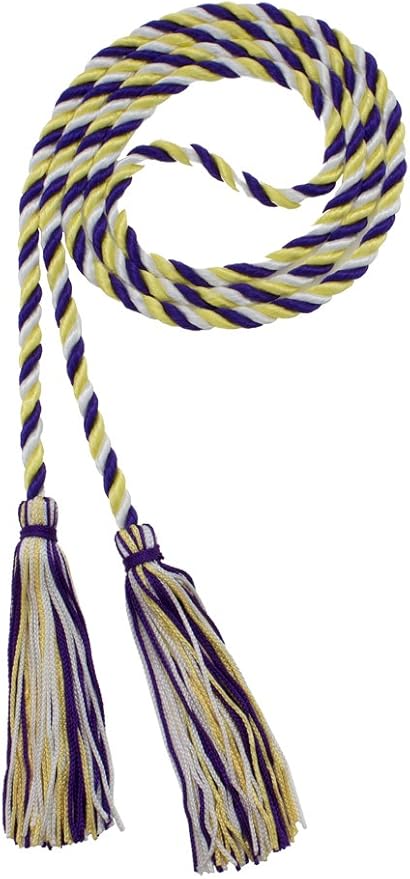 Tassel Depot Graduation Honor Cord - Purple/Maize/White - Every School Color Available - Made in USA