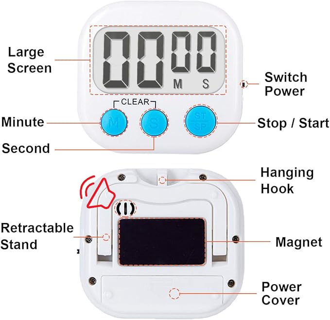 Classroom Timers for Teachers Kids Large Magnetic Digital Timer 12 Pack-Blue White