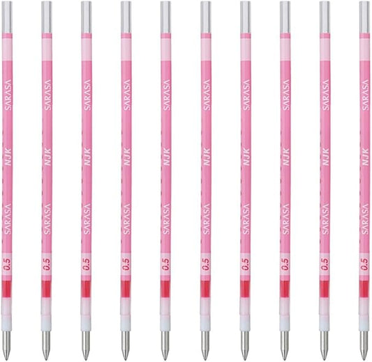 Zebra BRNJK5LP Ballpoint Pen Refill, Sarasa, NJK-0.5 Lead, Light Pink, 10 Pens