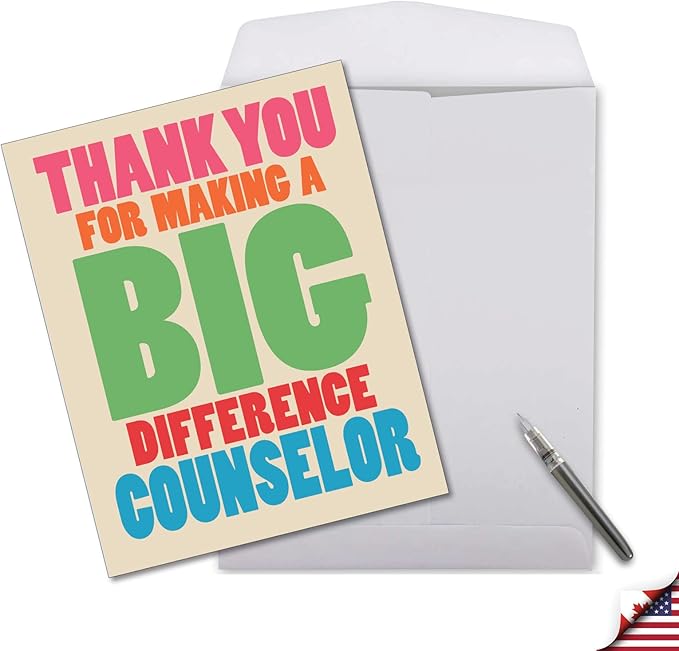 NobleWorks - Extra Large Humorous Thank You Greeting Card From Us 8.5 x 11 Inch with Envelope (1 Pack) Big, Jumbo Big Difference Counselor J8217TYG-US