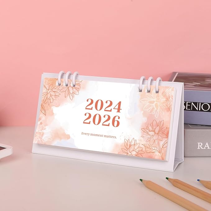 Small Desk Calendar 2024-2025, Aesthetic 2025 Desk Calendar - 6.8" x 3.7" - Runs From November 2024 Until December 2026, 26 Months Mini Desktop Calendar for School, Home and Office Supplies