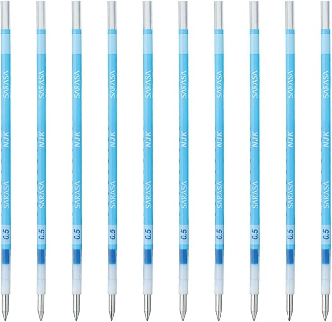 Zebra BRNJK5LB Ballpoint Pen Refill, Sarasa, NJK-0.5 Lead, Light Blue, 10 Pens
