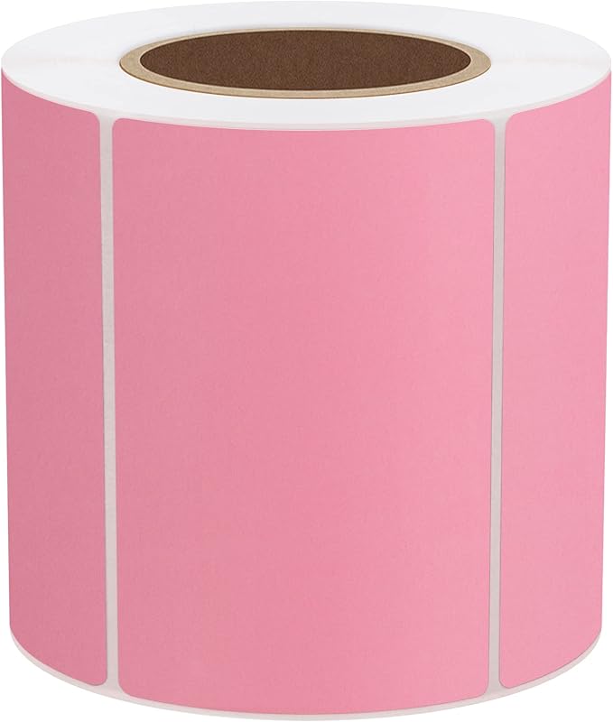 Hybsk 3x2 inch Color Direct Thermal Labels for Shipping, Barcodes, Address, Compatible with Rollo Label Printer & Zebra Desktop Printers(3"x2",Pink)