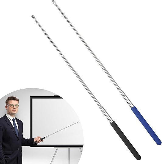 2 Pack Retractable Teacher Pointer 𝟑𝟗.𝟓'', Pointer Stick with 𝗦𝘁𝘆𝗹𝘂𝘀 Smooth Sensitive Tablet Pen Stylus Pen, Teacher Coach Presenter Pointer