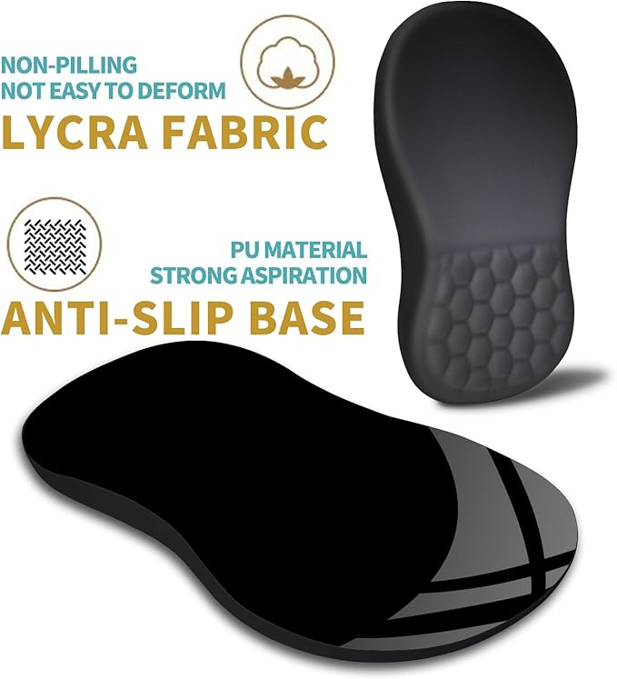 Hokafenle Ergonomic Mouse Pad Wrist Support with Massage Design, Wrist Rest Pain Relief Mousepad with Memory Foam&Non-Slip PU Base, Mouse Pads for Wireless Mouse & Desk (12x8 inch,Dark Grey)