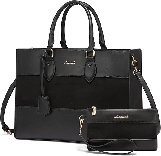 LOVEVOOK Laptop Tote Bag for Women, Work Totes Business Office Computer Briefcase with Clutch Purse