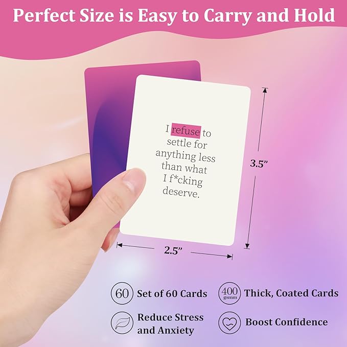 Badass Affirmation Cards for Women, 60 Unique Positive Daily Affirmation Cards Deck, Badass Affirmation Motivational Mindfulness Cards for Spiritual Self Care, Birthday Gifts for Women