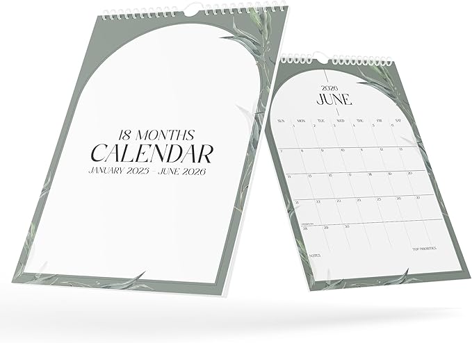 Calendar 2025 - Vertical 11x17 2025 Wall Calendar Runs Until June 2026 - Easy Planning with the Aesthetic Wall Calendar 2025-2026 Monthly - Karto - Boho Greenery