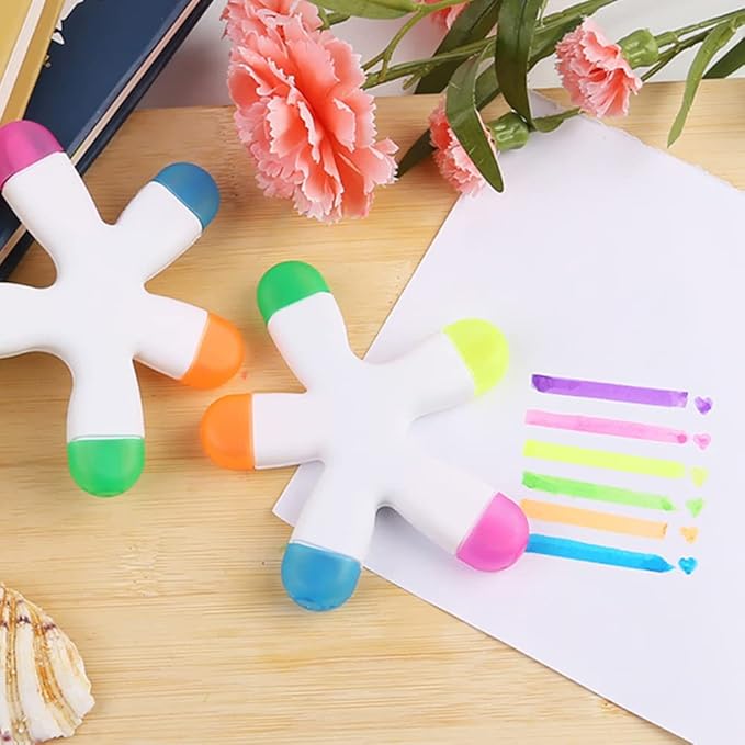 Cute Starfish Highlighters, Creative Multi Color Fluorescent Pens Markers, Non-Toxic & Odorless Watercolor, Great for Journal Planner Note Taking and Coloring Book.