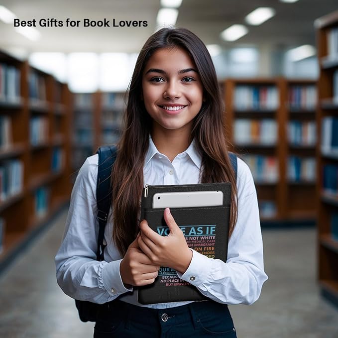 Book Themed Gifts Waterproof Book Sleeve Book Pouch LGBT Equality Rights Reading Gifts for Women Friend Book Covers for Paperbacks Book Accessories Book Protector with Zipper and Front Pocket