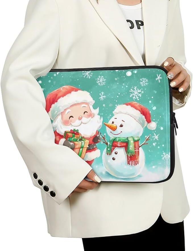 Santa Claus Laptop Protective Sleeve for Girls Laptop Covers with Large Capacity Lap Top Case 13 inch Lightweight Computer Sleeve Bag Suitable Gifts for Holidays Christmas Tablet Bag