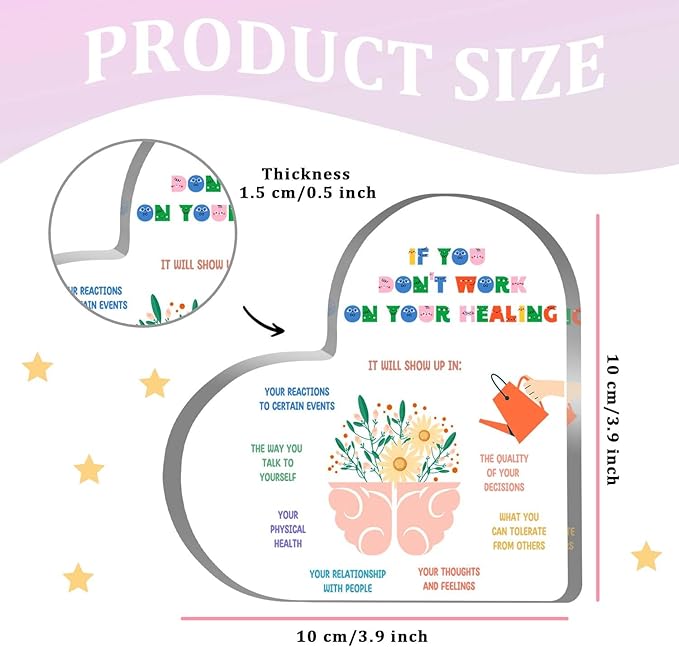 Mental Health Decor, Psychotherapy Affirmations Therapist Office Heart Acrylic Decor, Mindfulness Decor for Therapy Office Decor Sign, Mental Health Gifts for School Home Tabletop Therapy Office Decor