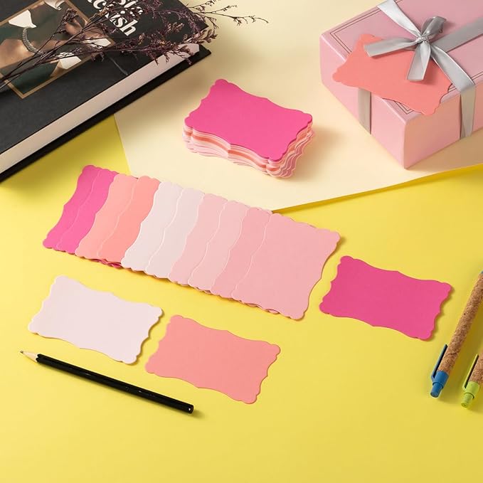 120 Pieces Small Mini Business Cards Vintage Assorted Colors Blank Note Gift for Business Cards, Gift (5 PInk-Red)