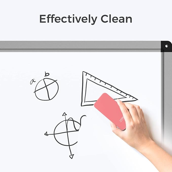 LOUKIN Magnetic Dry Erase Eraser, Whiteboard Eraser, Glass Board Eraser(Pink), One Bottle of 3.4 fl oz Whiteboard Cleaner Included, for Classroom, Home and Office
