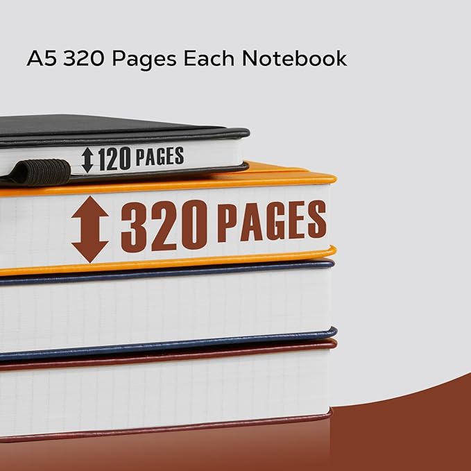 Notebook Journals for Writing Women/Men, 320 Pages Thick Daily Journal Notebooks with 100Gsm Lined Paper, Hardcover Notebook College Ruled for Work School, Faux Leather, A5 (5.7'' X 8.4'') ,