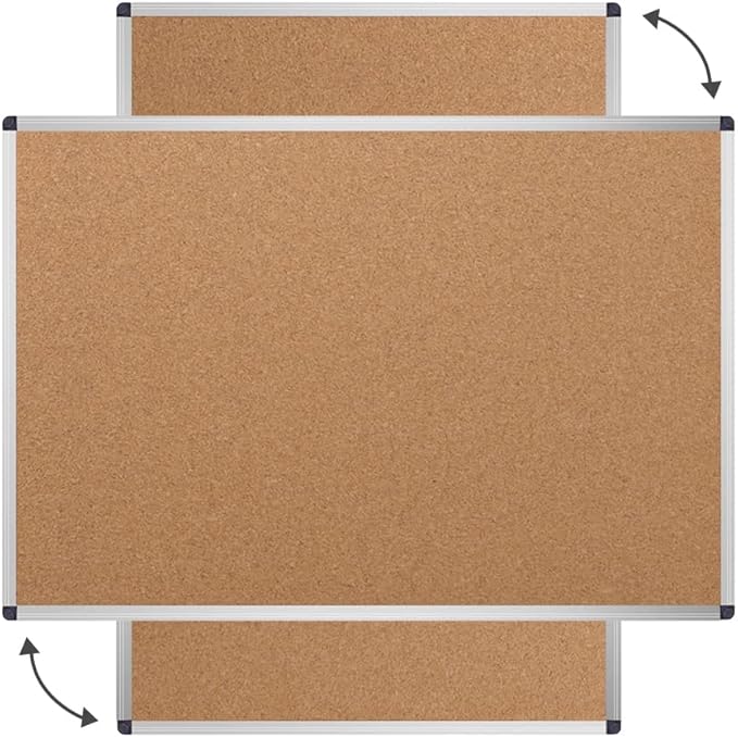 VIZ-PRO Cork Notice Board, 18 X 12 Inches, Cork Bulletin Board with Silver Aluminium Frame
