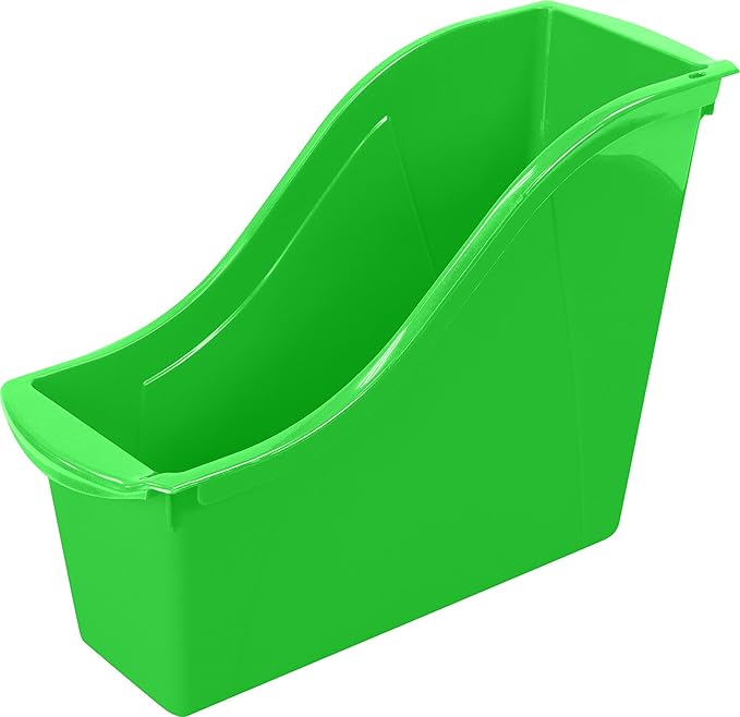 Storex Small Book Bin, Linking Storage Bin, Dry Erase Surface, 11.75" x 8.5" x 4.5" STEM Green (Pack of 6)