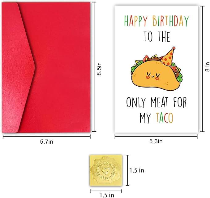 Taco Funny Birthday Card for Husband Boyfriend, Cute Taco Birthday Card for Him Man, Happy Birthday Birthday to the Only Meat for My Taco