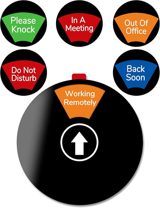 Out Of Office Sign for Door, 6 Options Status Private Sign, In a Meeting, Do Not Disturb, Working Remotely, In Out Sign Available and Away
