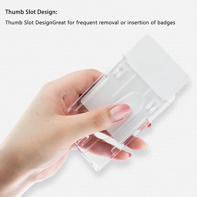 VIQWYIC 8 Pcs Vertical Card Holder, Hard Plastic Clear Badge Holders ID Card Badge Holder, Lanyard Card Holder, Transparent