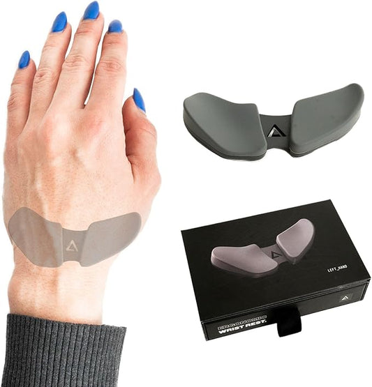 DELTAHUB Carpio 2.0 - Left-Handed Truly Ergonomic Wrist Rest for Mouse, Carpal Tunnel Support, Pain Relief, Anti-Fatigue, Easy Glide, Sleek, Office Computer, Laptop, Gaming - Small, Grey