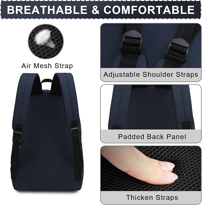 RAVUO Laptop Backpack, Water Resistant Unisex Backpack Mens Casual Daypack Bookbag for Travel College Blue