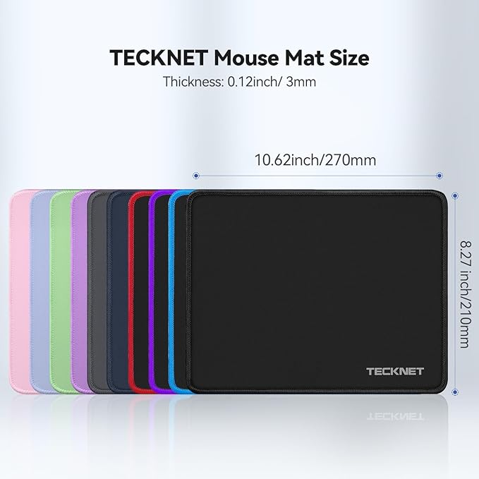 TECKNET Mouse Pad with Anti-fray Stitching, Waterproof Surface & Non-Slip Rubber Base with Stitched Edges Gaming Mouse Mat for Laptop，Compatible with Laser and Optical Mice - LT.Green
