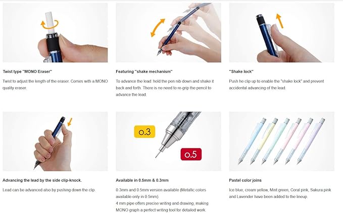 Tombow Mechanical Pencil, Monograph 0.5mm, Neon Orange (DPA-134D)