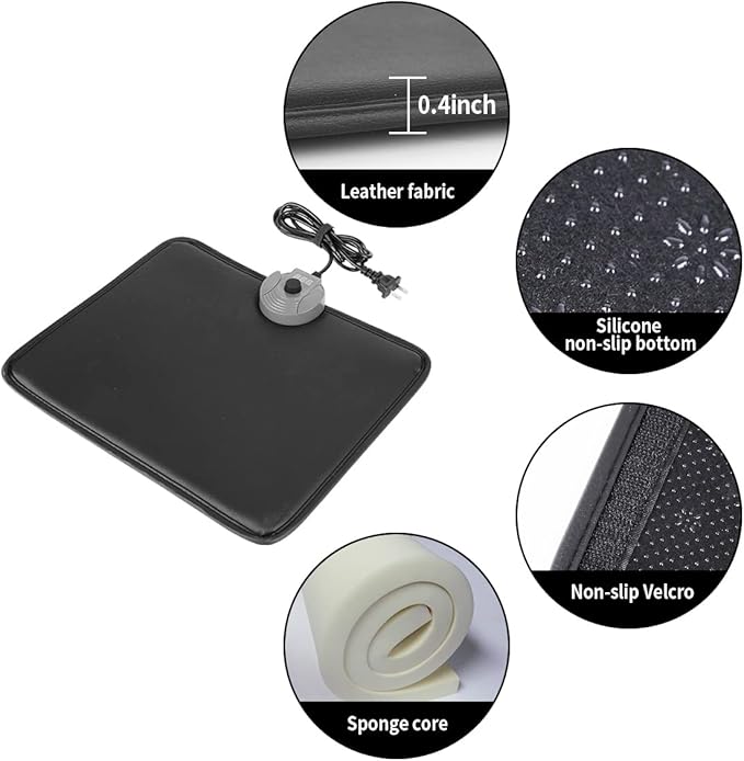 MyPlace Adjustable Height Foot Rest Under Desk at Work - 6 Height Sturdy Office Footrest - Added Heated Foot Mat - Non Slip Bottom - Straighten Back & Hip & Leg and Improve Posture…