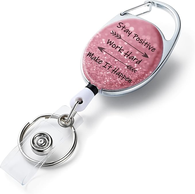 Badge Reels Retractable Double Sided Color Print Pattern Holders with Retractable Keychain and Badge Clip, Durable Nylon Rope