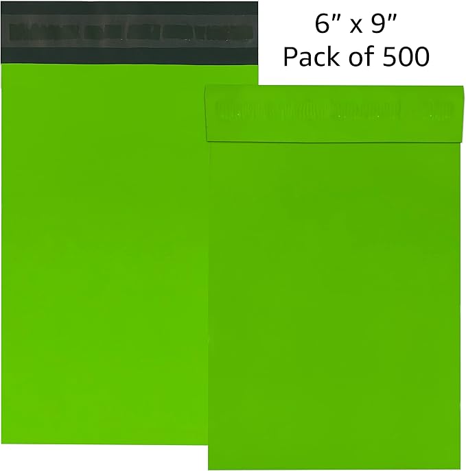 Colored Poly Mailers Pack of: (Green, 6" x 9" pack of 500) Be creative with your packaging with Colored mailers