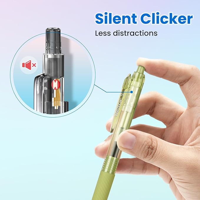 WRITECH Gel Pens Fine Point: 0.5mm Multicolor Ink Retractable 8ct Smooth Writing No Smear for Journaling Drawing Note Taking Silent Click Assorted Colored Pen Set 8ct Juice color