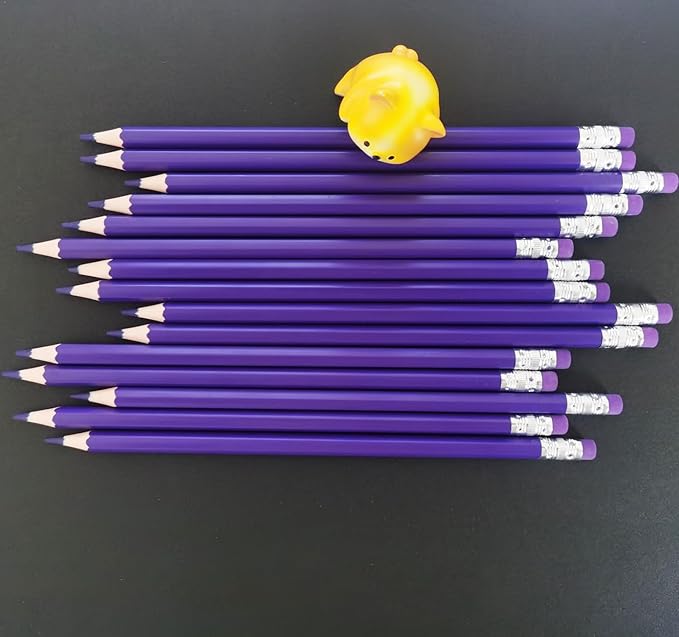 Adhere 25pcs Checking Pencils Erasable colored Pencils Pre-Sharpened #2 HB,for Checking Tests Grading Map Coloring,school Correcting,editing Office Favors,including a Free sharpener.(Purple)